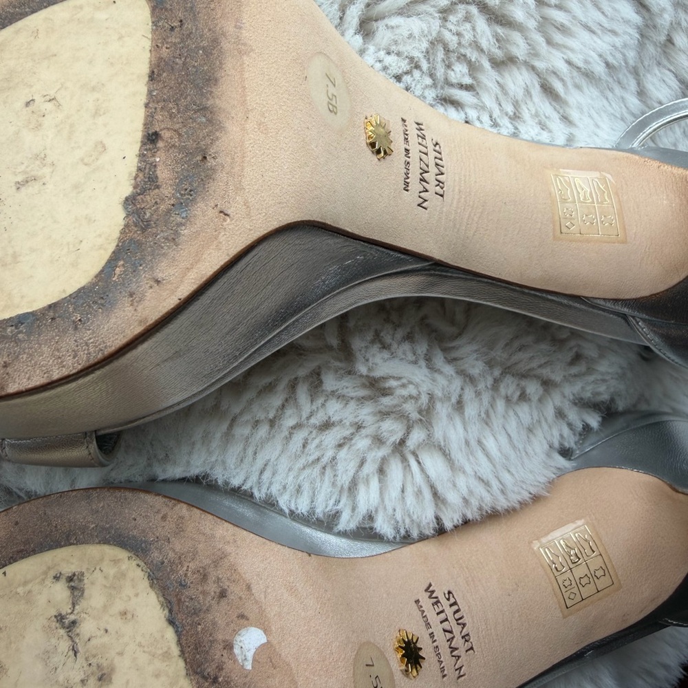 Stuart Weitzman Metallic Silver Platform Heels - Picture 6 of 12